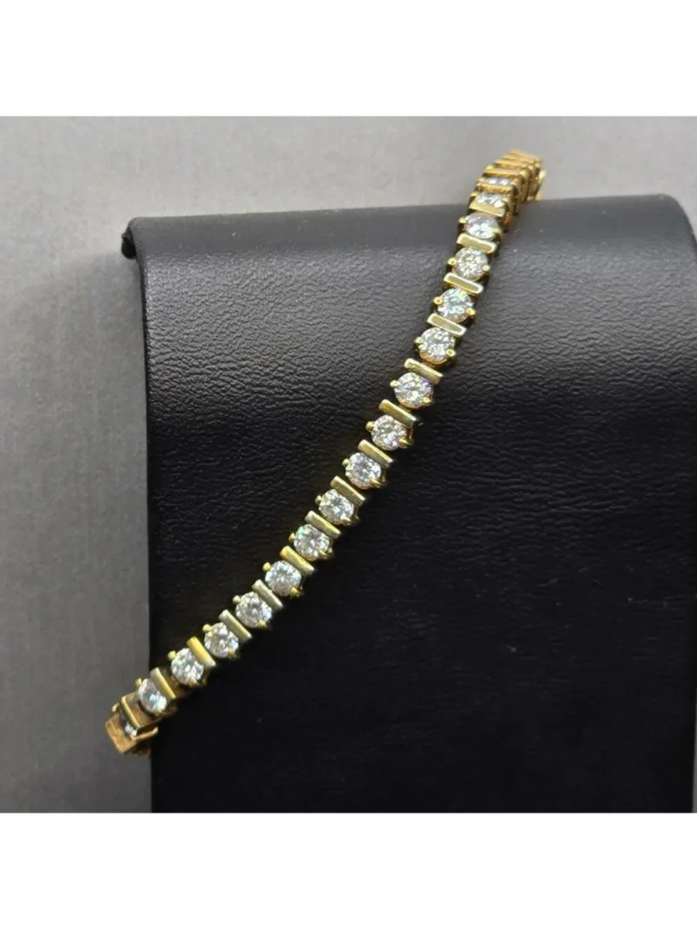 Vermeil Sterling Silver CZ Tennis Bracelet 7" Cubic Zirconia 925 - Picture 8 of 13